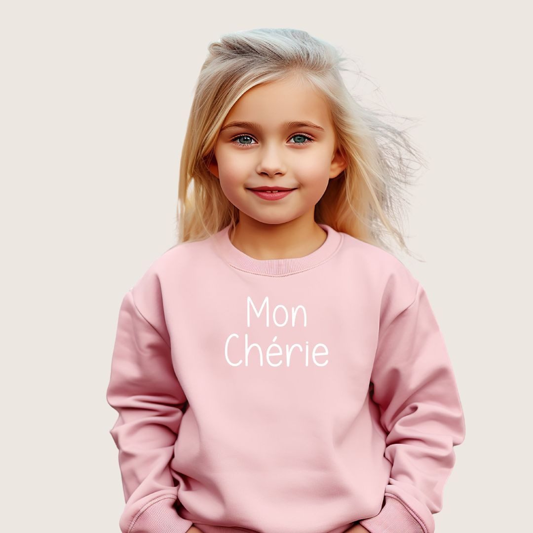 Lounis Sweatshirt Mon Chérie - Pullover Druck - Babys und Kleinkinder - Kinderpullover Baumwolle