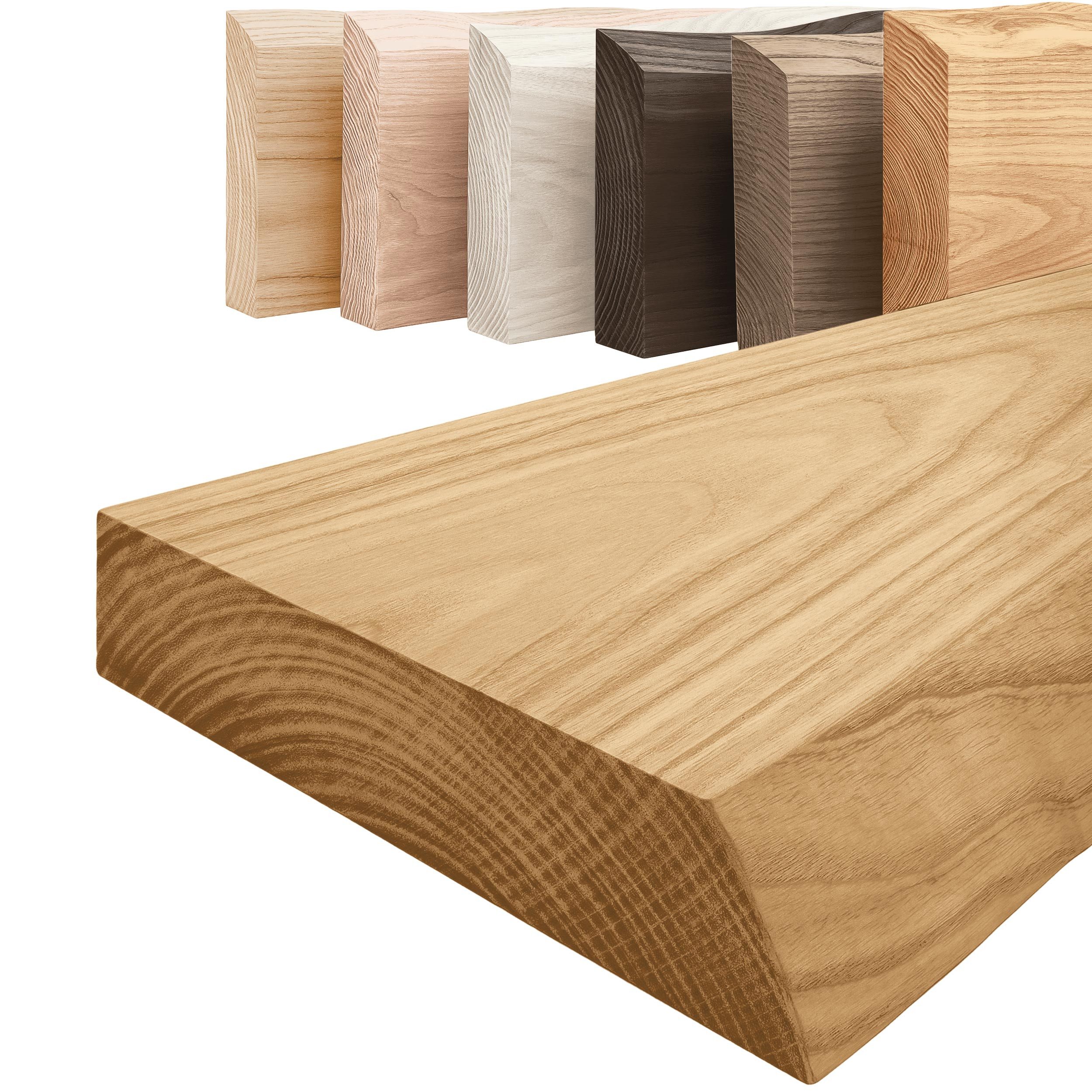 LAMO Manufaktur Wandregal Pure: ohne Montage Set 40 cm, Komplett-Set, 40mm stake Massivholzplatte