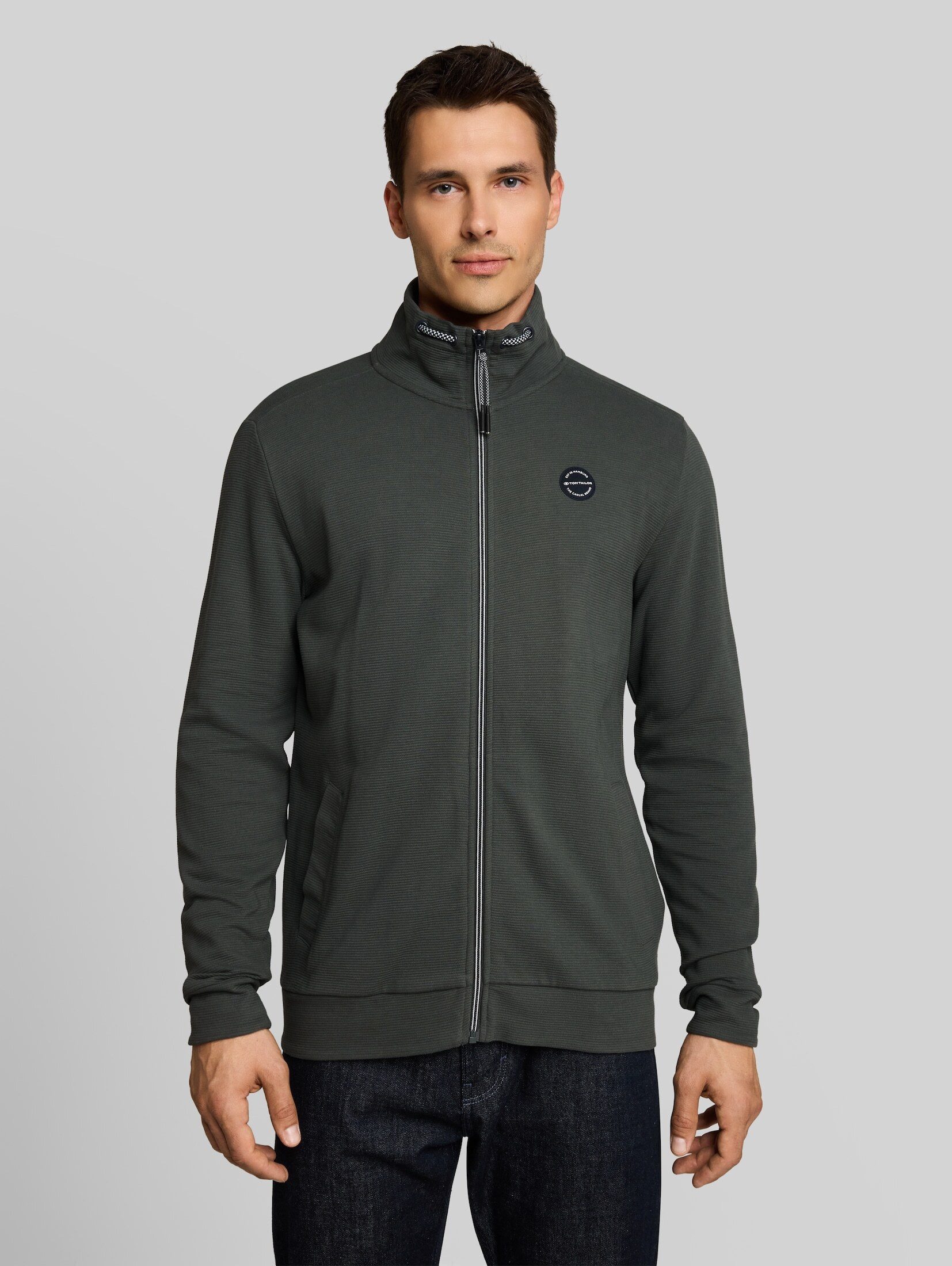 TOM TAILOR Langarmshirt T-Shirt (im Einserpack) Sweatjacke aus Baumwolle