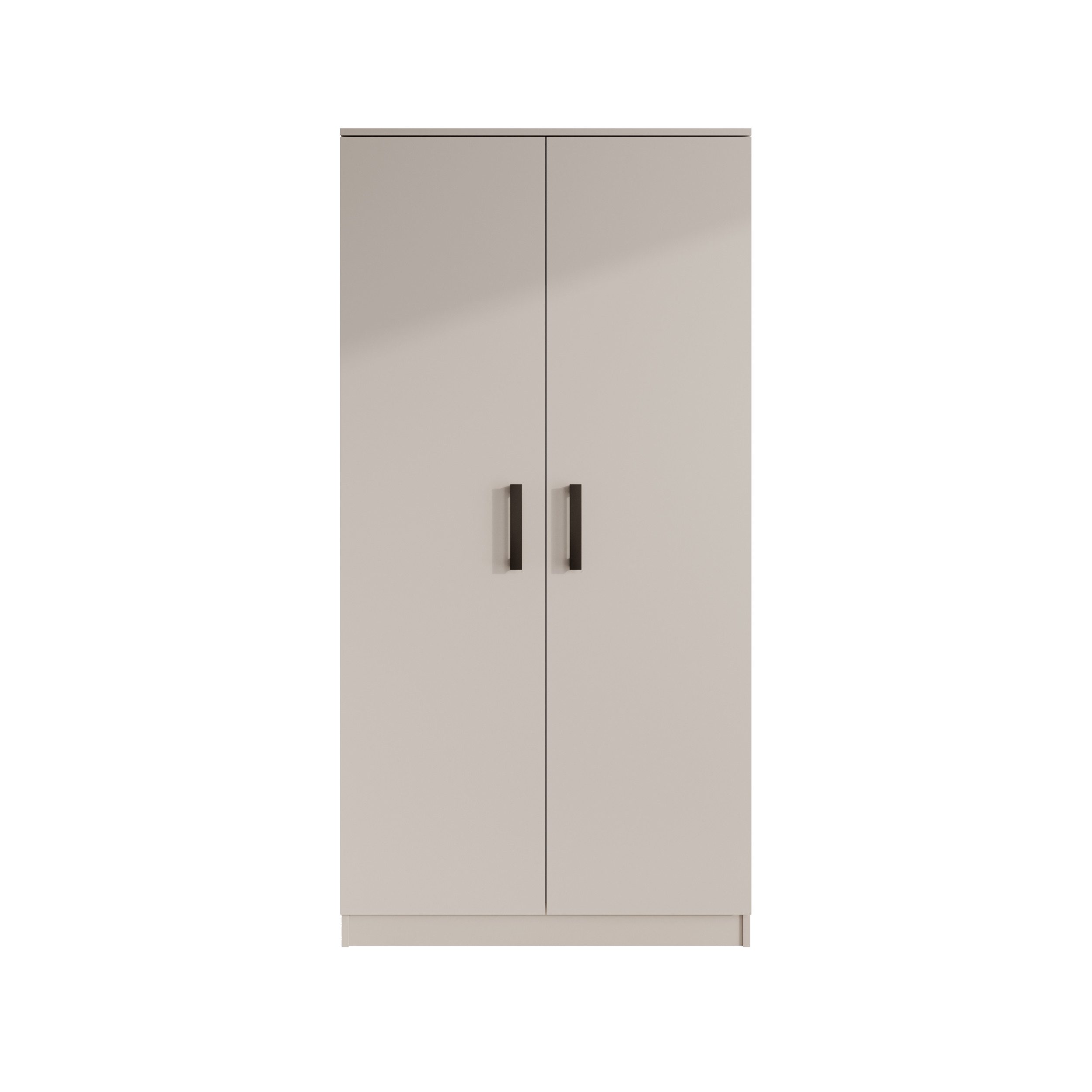 Beautysofa Kleiderschrank TREND 2-türig mit Selbsteinzug, Kleiderstange und 5 Einlegeböden (verschiedene Farben, mit oder ohne Schubladen)