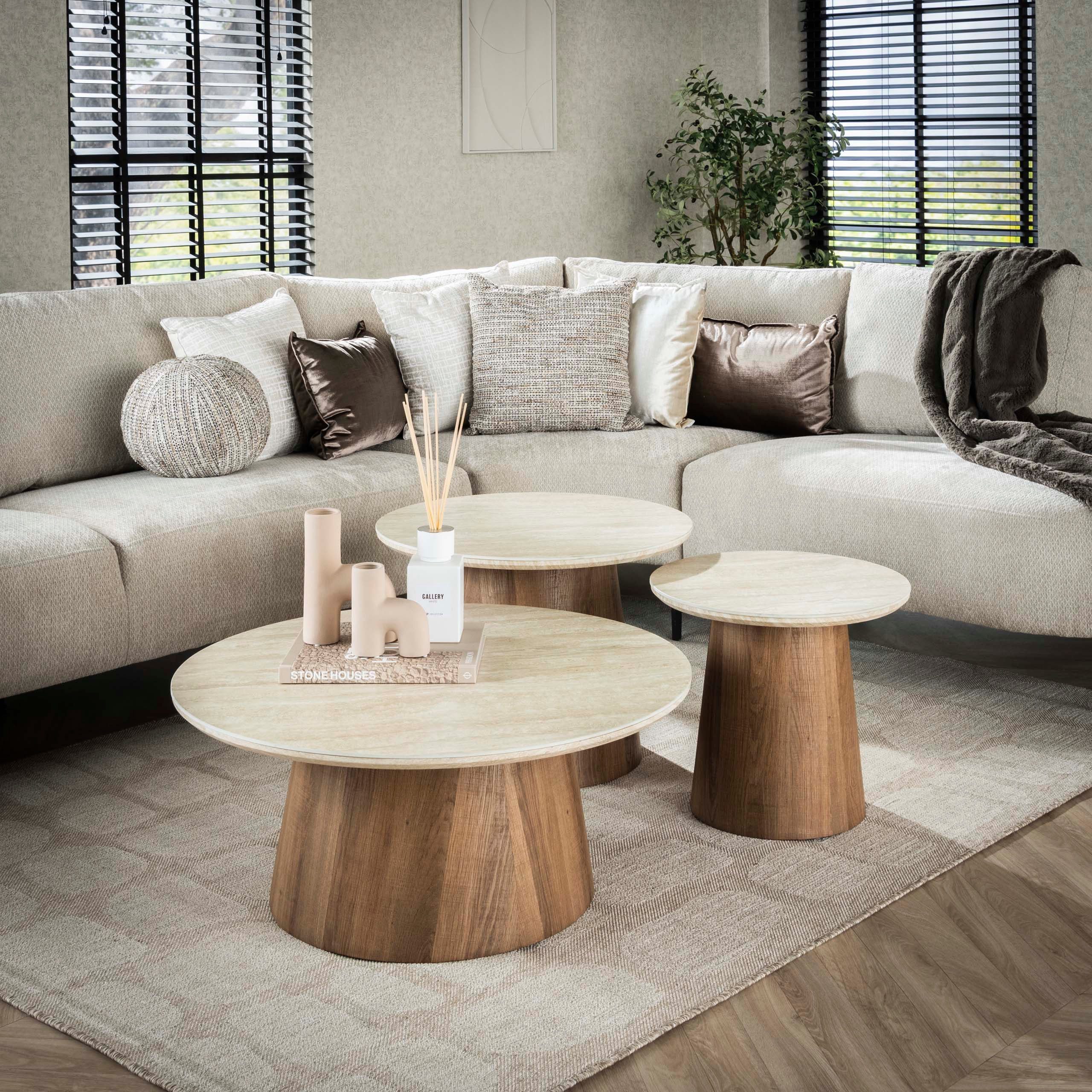Sitheim-Europe Couchtisch Couchtisch Romano rund Set aus 3 / Keramik travertin (1-St., 3er set)
