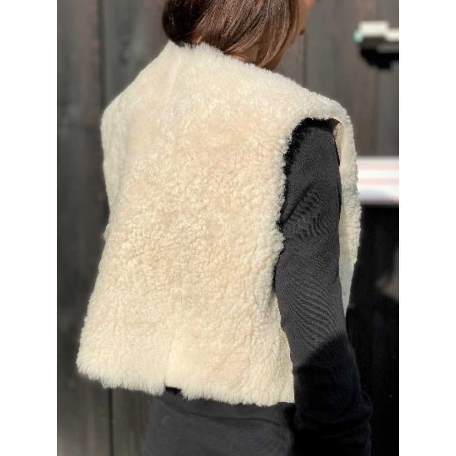 von hohenstein Fellweste Fell-Weste Ellen Shearling Lammfell creme 42 günstig online kaufen