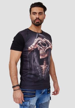 John Kayna T-Shirt Herren T-Shirt Skull design Totenkopf Kurzarm (Shirt Polo Kurzarmshirt Tee, 1-tlg., im modischem Design) Fitness Freizeit Casual
