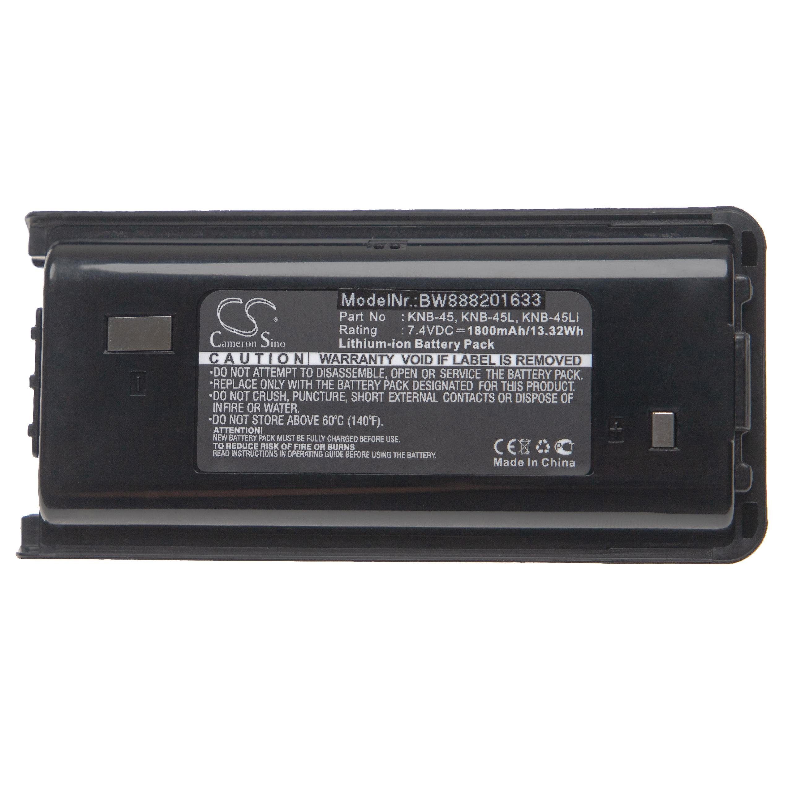 vhbw Ersatz für Kenwood KNB-45L, KNB-45Li, KNB-45 für Akku Li-Ion 1800 mAh (7,4 V)