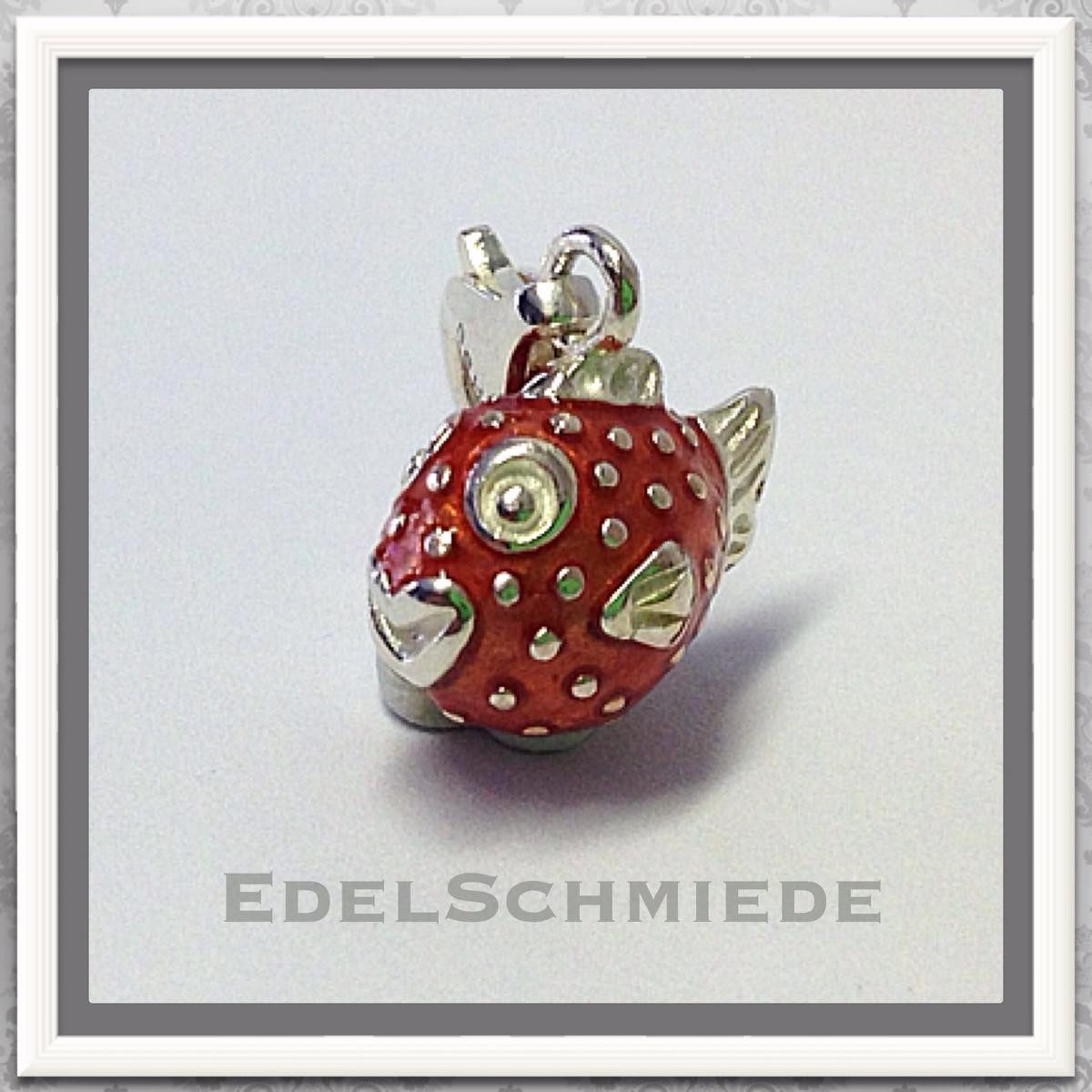 Charm-Einhänger Edelschmiede925 Charm Anhänger in 925 Silber massiv Kugelfisch