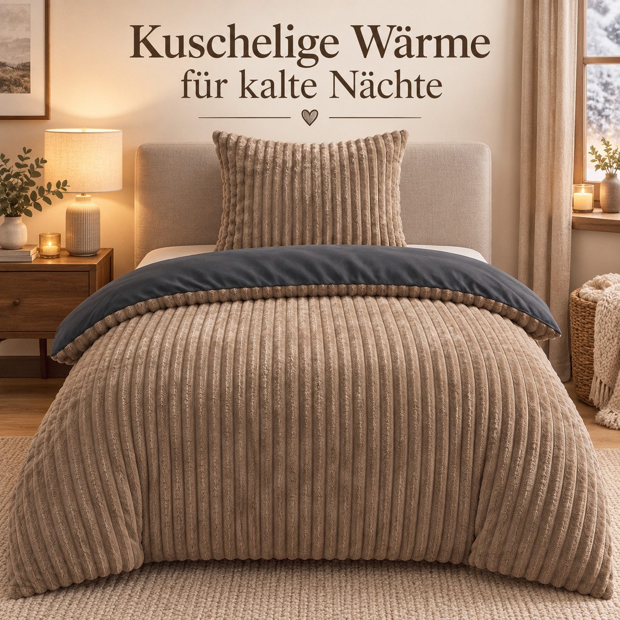 Leonado Vicenti Bettwäsche Teddyplüsch Cord Optik, Fleece, 4 teilig, extra warm und kuschelig, Winterbettwäsche Cashmere Touch – Bild 2 von 5