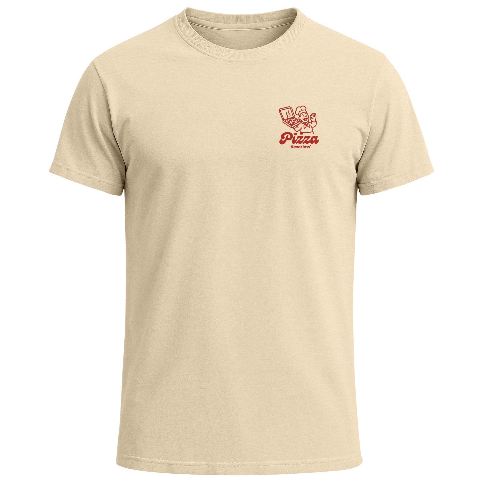 Neverless Print-Shirt Herren T-Shirt Backprint Pizza günstig online kaufen