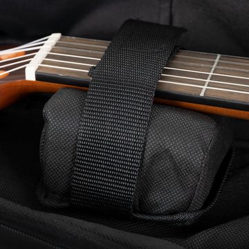 Rocktile Gitarrentasche Klassik-Gitarrentasche 4/4-Größe (Gigbag mit weicher Polsterung, inkl. 2 Fronttaschen für Noten/Zubehör), Ergonomisch geformter Komfort-Griff