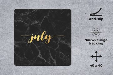 MuchoWow Gaming Mauspad Kalender - Juli - Gold - Marmor (1-St), Mousepad mit Rutschfester Unterseite, Gaming, 40x40 cm, XXL, Großes