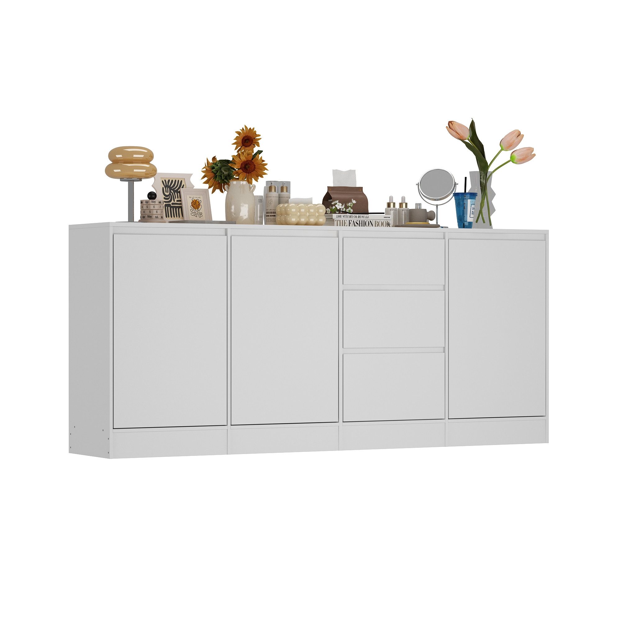 FUFU&GAGA Sideboard 3-Türiges-3-Schubladen- Sideboard, 80 X 180 X 35 cm, MD günstig online kaufen