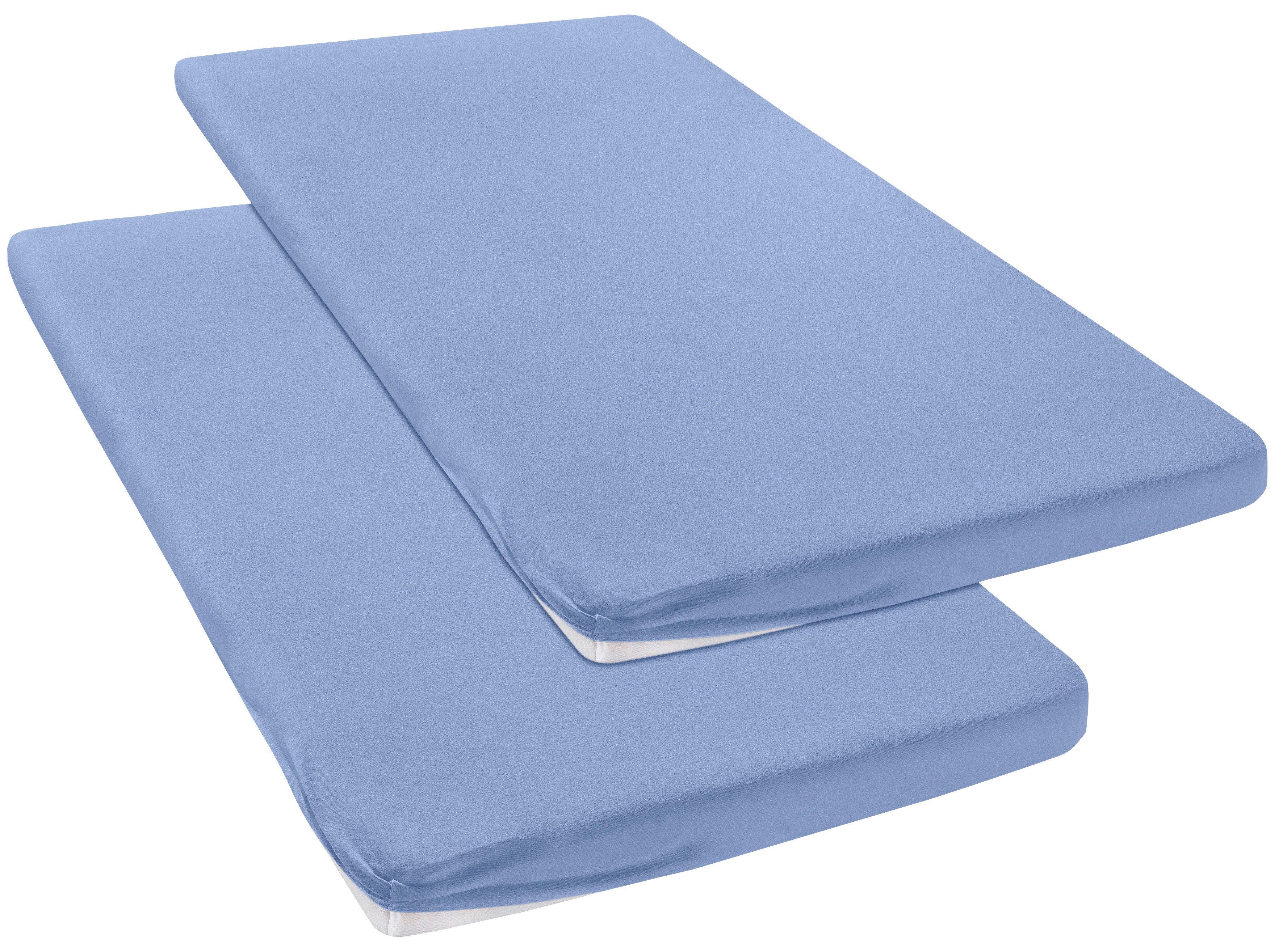 OTTO home Spannbettlaken Topper Basic, in Gr. 90x200, 140x200 oder 180x200 cm, Baumwoll-Jersey, Gummizug: rundum, (2 Stück), Baumwolle, Matratzen bis 8 cm Höhe, Bettlaken, Spannbetttuch, Laken