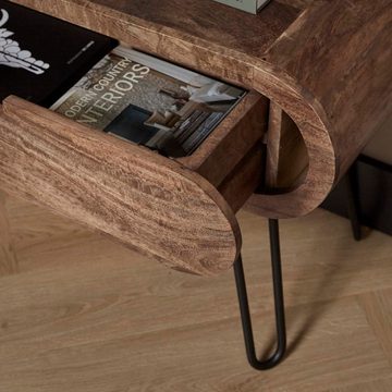 RINGO-Living Sideboard Massivholz TV-Lowboard Sanoe mit 2 Schubladen in Natur-dunkel und, Möbel