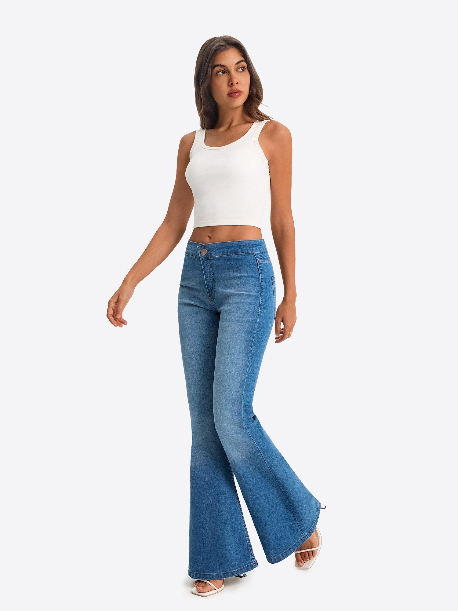 Imily Bela Schlagjeans Damen Formende Schlagjeans (Packung, 1-tlg., 1per-Pack) elastisch