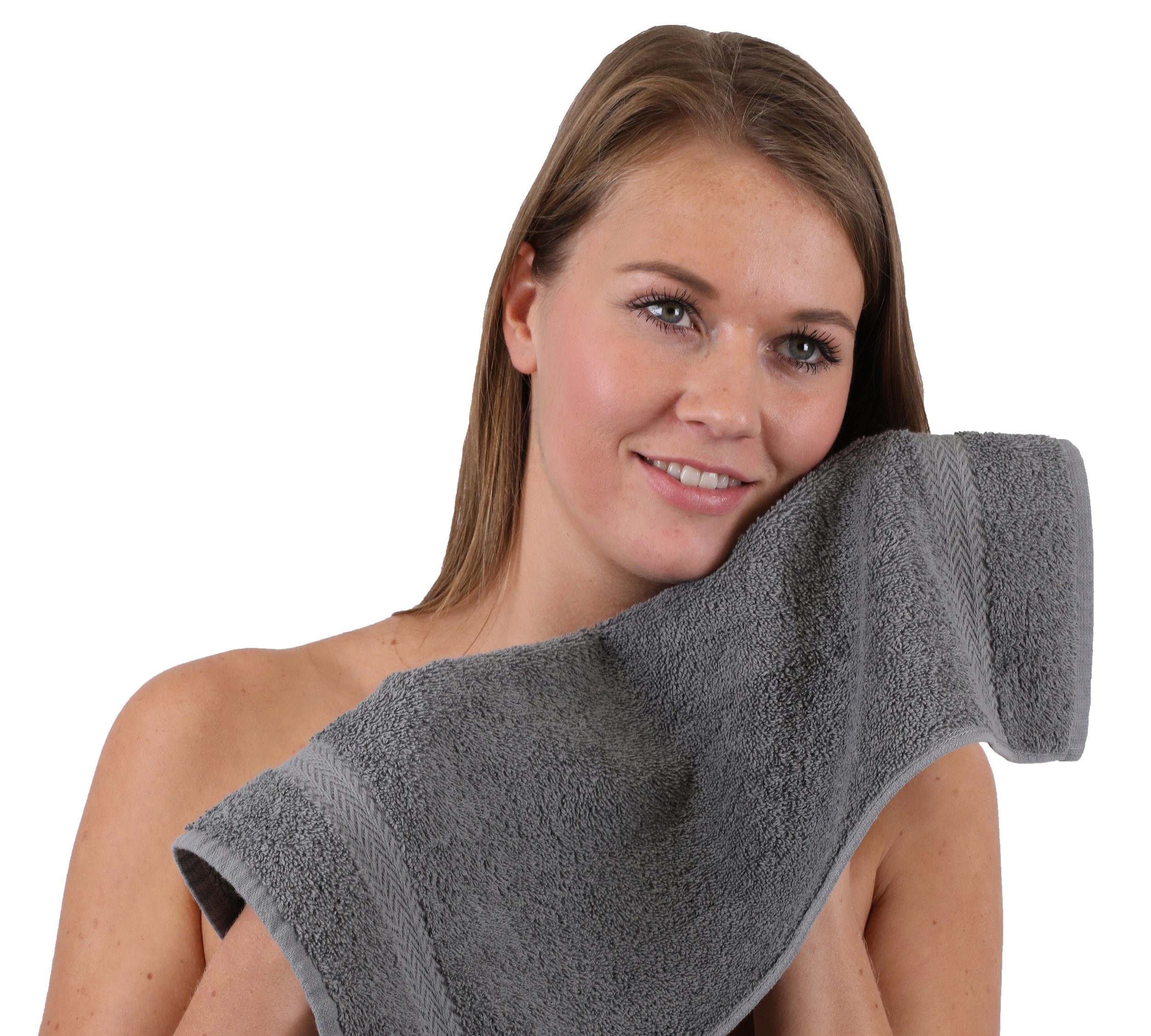 Betz Handtuch Set 10-TLG. Handtuch-Set nussbraun Farbe 100% und Baumwolle Classic anthrazit