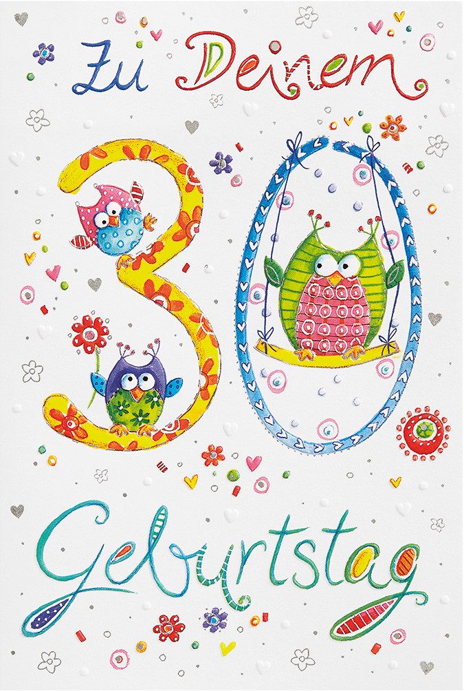 Grußkarten 30. Geburtstag - 4 Styles - Glückwunschkarte im Format 11,5 x 17 cm