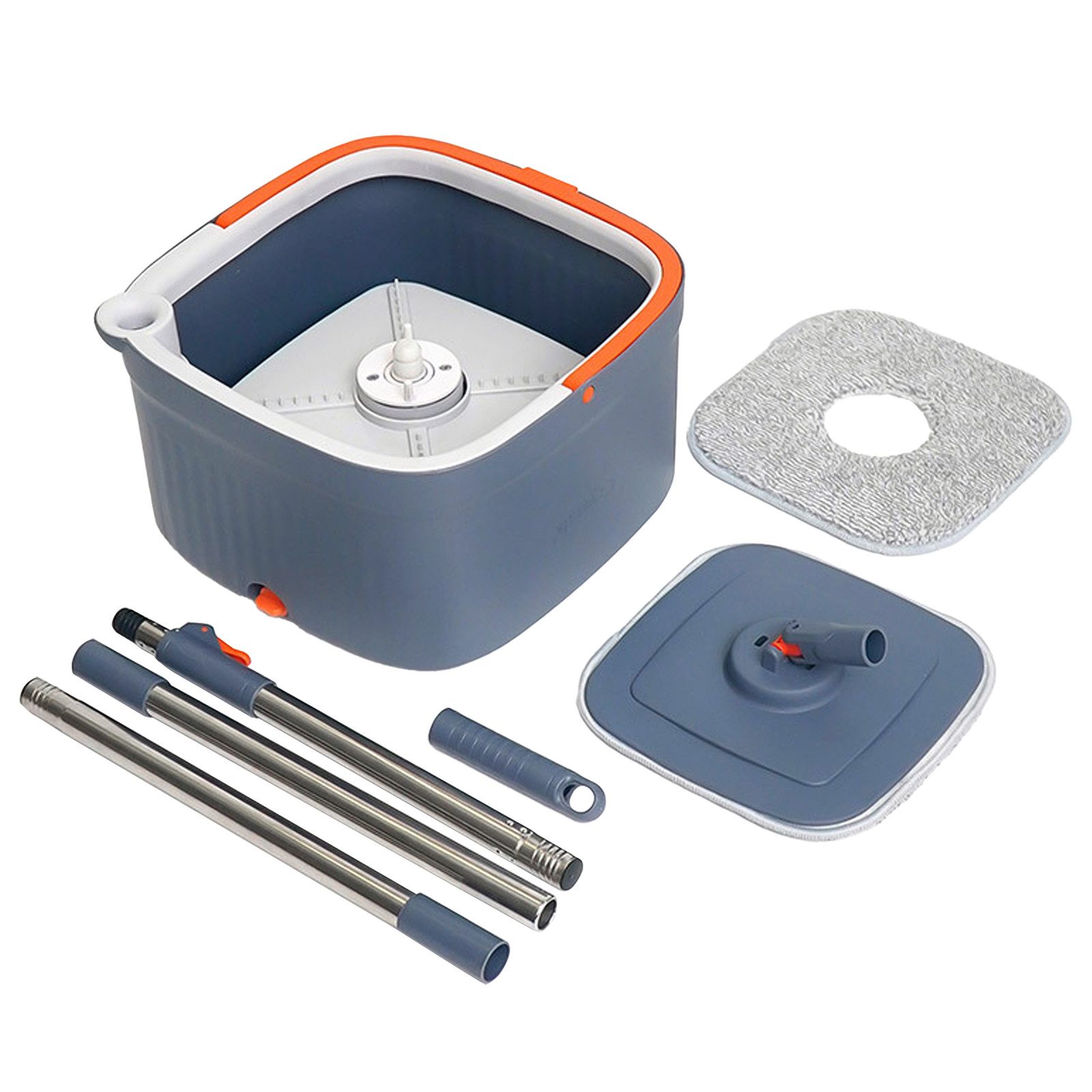 STILVORA Wischmopp Wischmopp Set Bodenwischer mit Eimer Reinigungsset mit Drehmechanik, mit Teleskopstiel für alle Hartböden