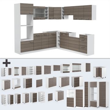 Livinity® Winkelküche R-Line, Edelgrau/Weiß, 237 x 247 cm, AP Anthrazit