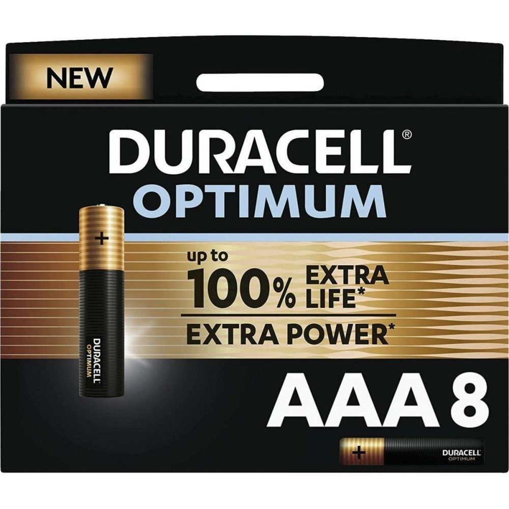 Duracell Duracell Optimum AAA 8-er Batterien. Batterie, (1,5 Volt V), Hohe Zuverlässigkeit mit 1,5 Volt