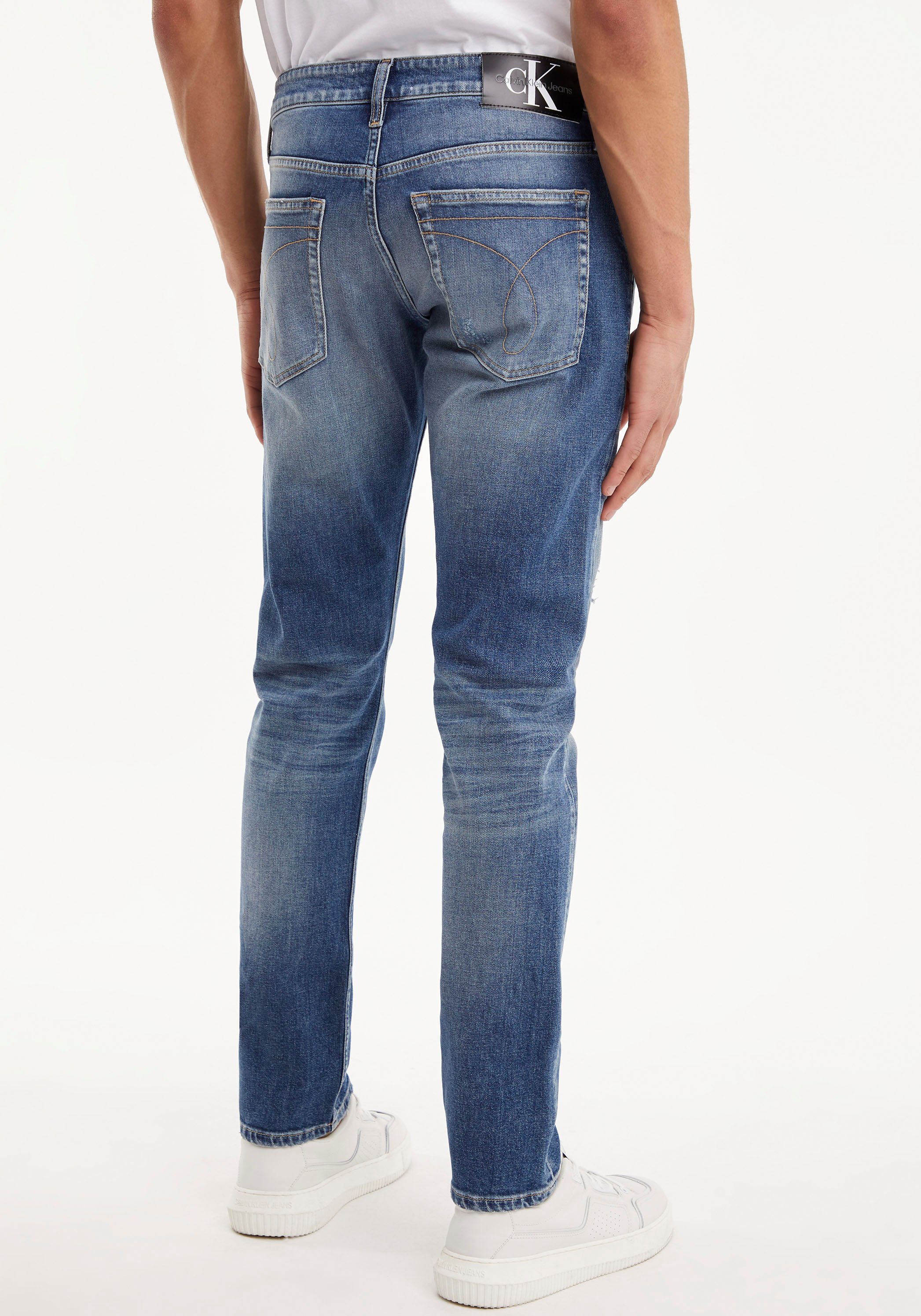 Calvin Calvin Slim-fit-Jeans mit Leder-Badge SLIM Klein Klein Jeans