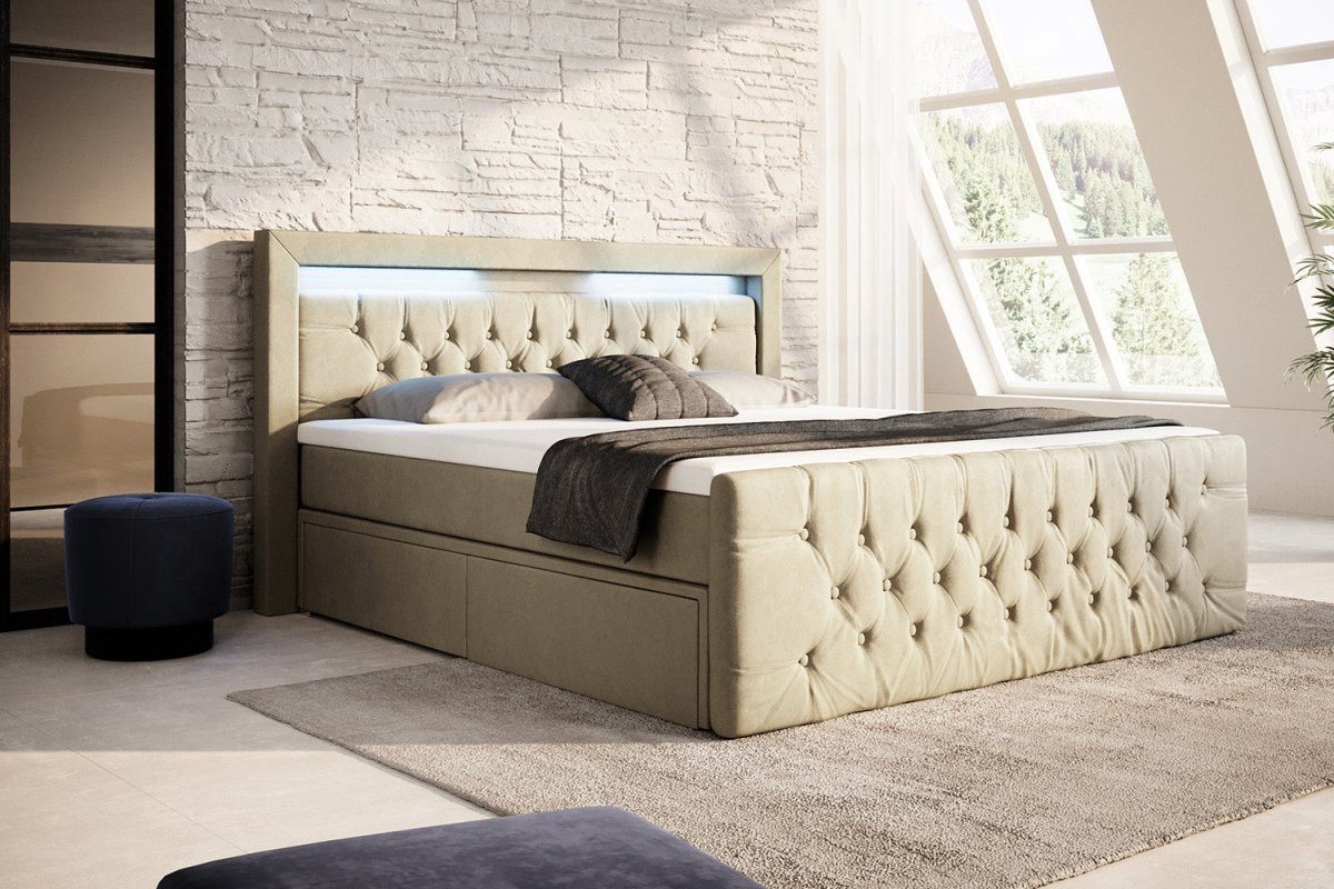 Luxusbetten24 Boxspringbett Sera, mit LED-Beleuchtung und günstig online kaufen