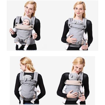GOOLOO Bauchtrage Babytrage für Neugeborene und Kleinkinder grau (Bauchtrage Rückentrage für Babys & Kleinkinder (20kg), 1-tlg., 1-st), leichte Babytrage mit Hüftsitz