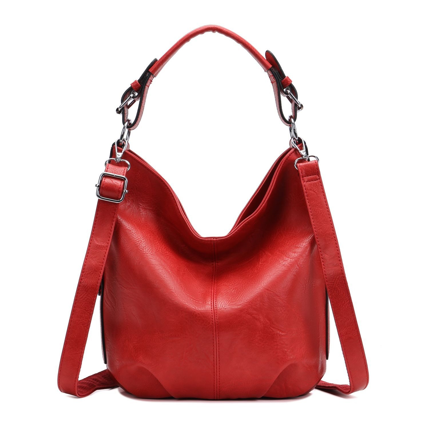 ITALYSHOP24 Schultertasche DAMEN SHOPPER Hobo Bag Umhängetasche Handtasche City Bag Cross-Over (Spar-Set: Henkel Tasche mit Schultergurt, Workbag Leder Optik, 2-tlg., mit Henkel und Schultergurt), Damentasche Freizeit Abend Leder Optik Henkeltasche Reise Crossbody