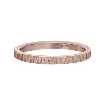 CAÏ Fingerring 925 Silber rosévergoldet Muster Stacking