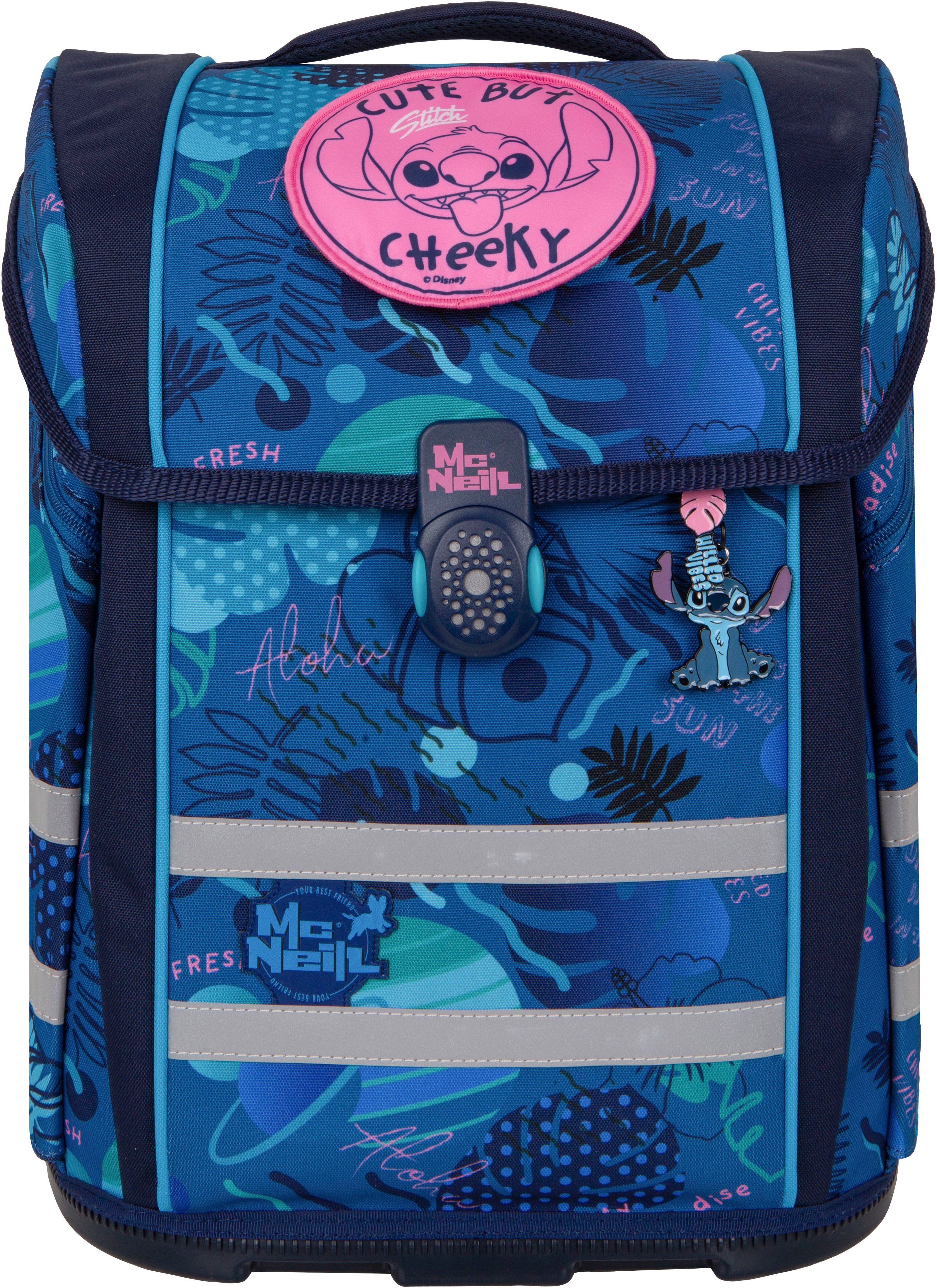 McNeill Schulranzen Perfecto, Disney, Stitch (Set, 5-tlg), inkl. Federmäppchen, Turnbeutel, Schlamperrolle & Motivmagnet