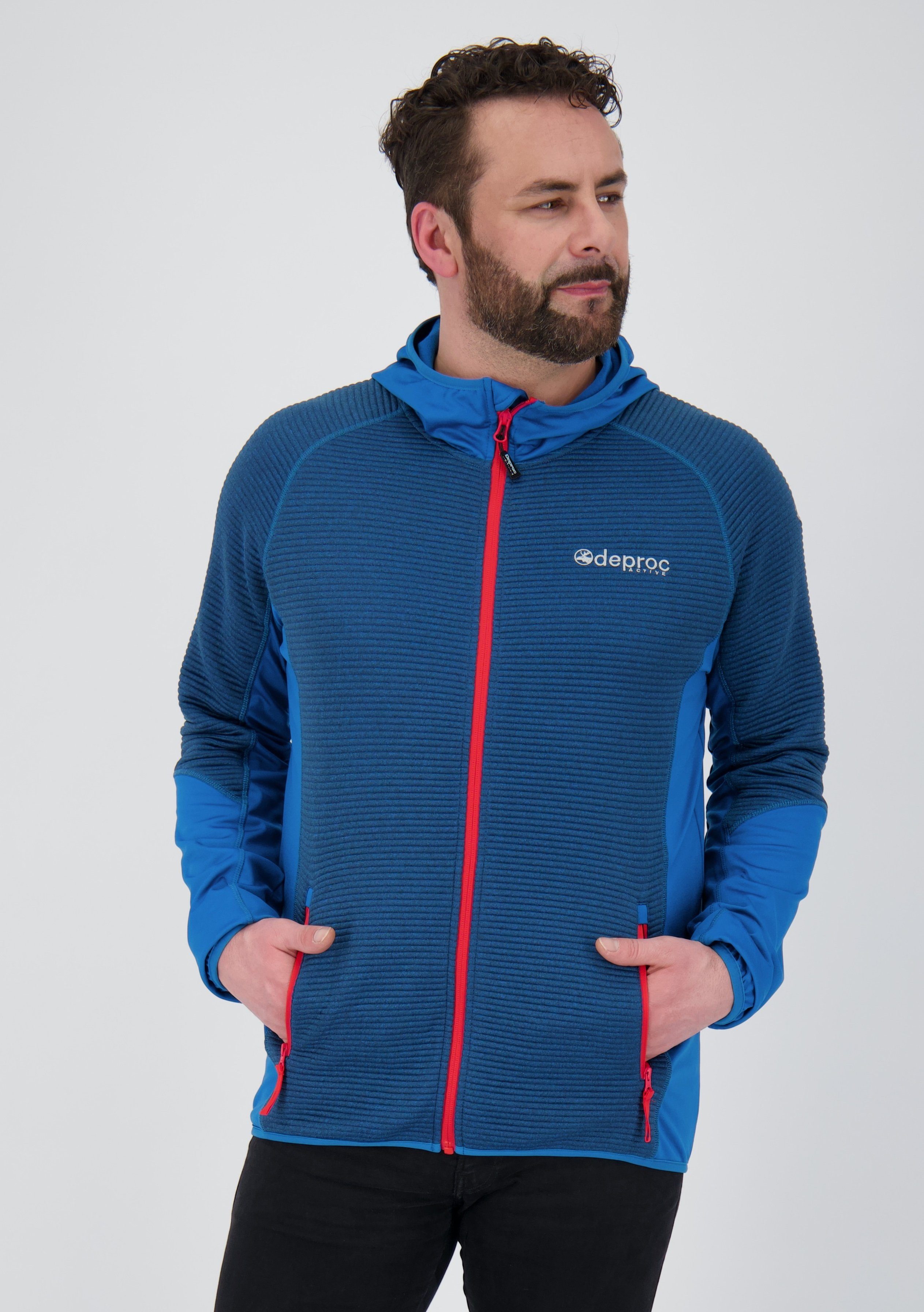 DEPROC Active Strickfleecejacke ELM NEW CS MEN auch in Großen Größen erhältlich petrol-blue