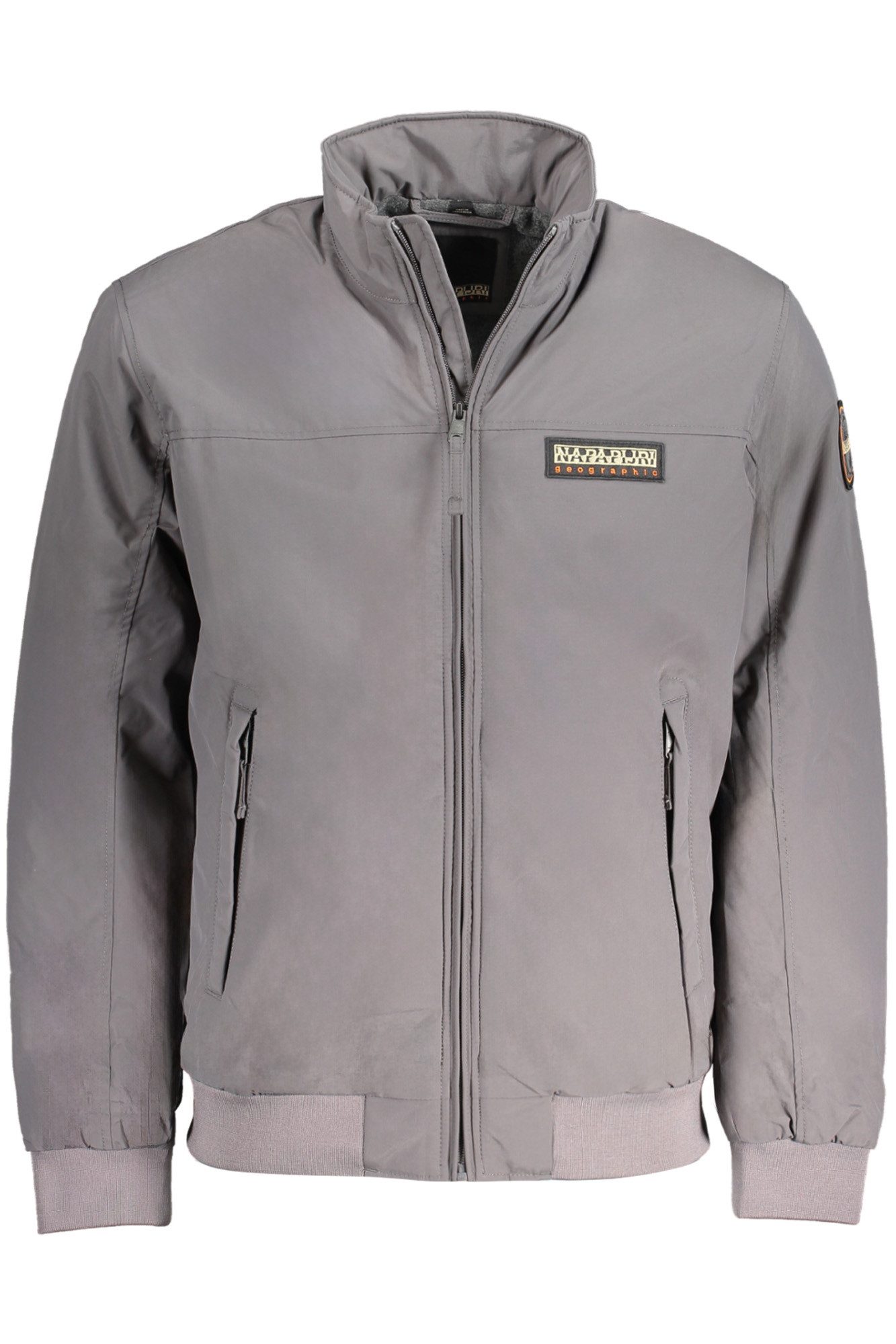 Napapijri Outdoorjacke Graue Herrenjacke mit Reißverschluss, recycelten Materialien & Tasche