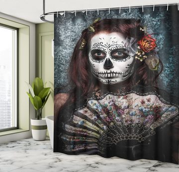Abakuhaus Duschvorhang Moderner Digitaldruck mit 12 Haken auf Stoff Wasser Resistent Breite 175 cm, Höhe 180 cm, Festlich Schädel-Maske Scary