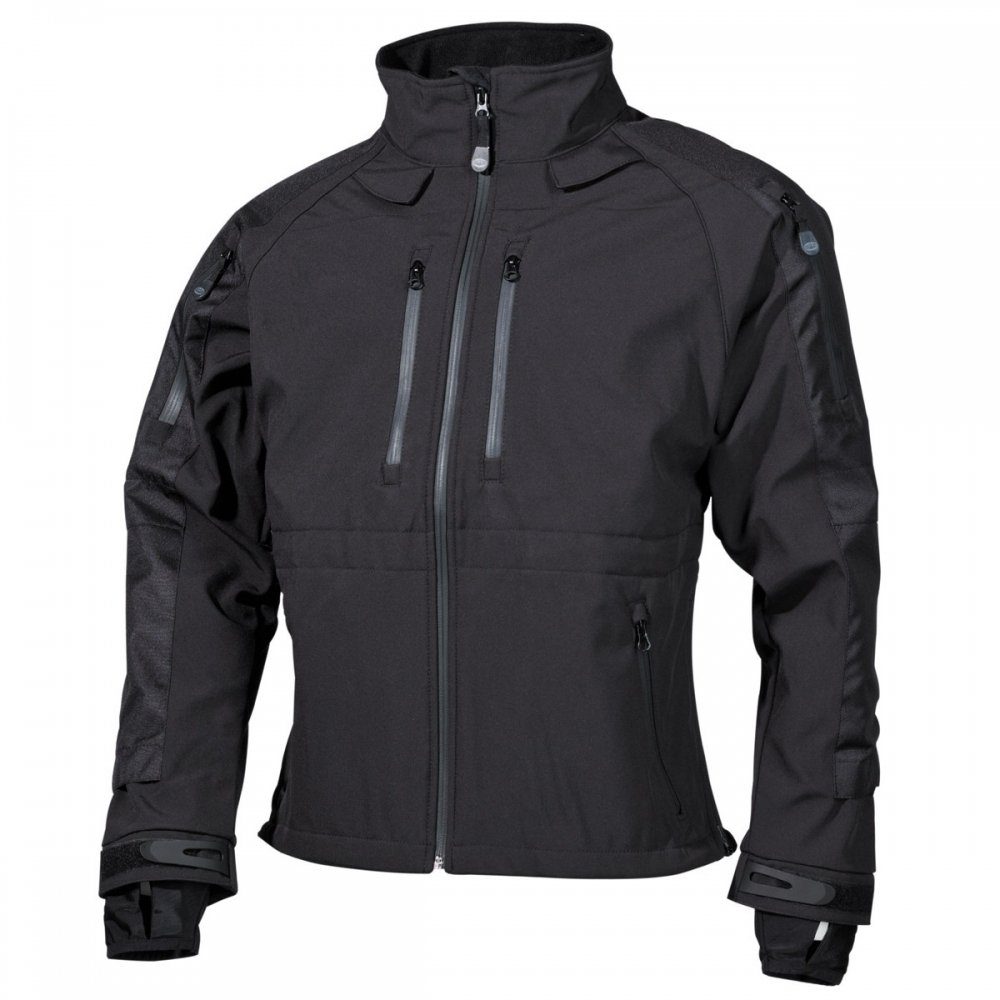 MFH Softshelljacke Soft Shell Jacke, "Protect", schwarz - S Windfang am Ärmelsaum mit Daumenloch