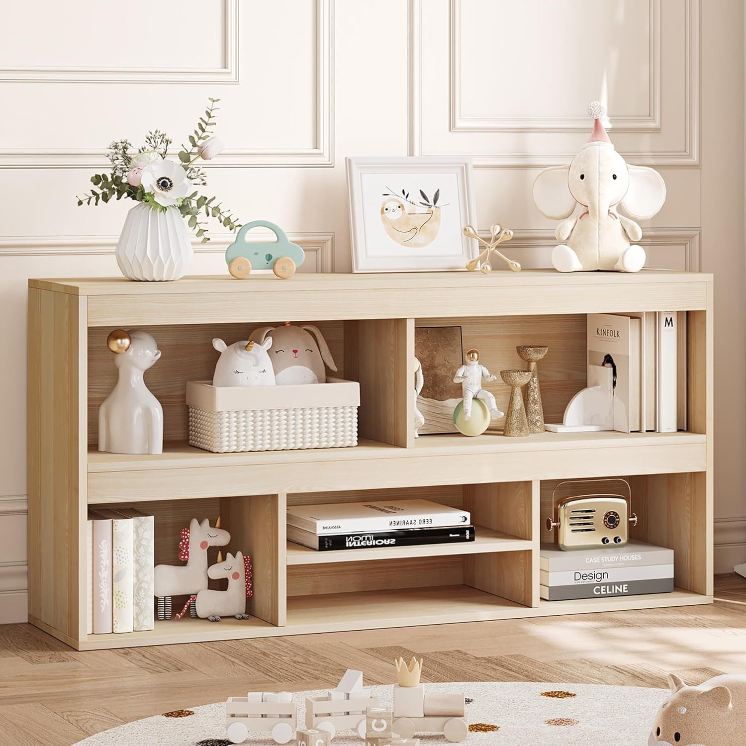 GarveeMore Kinderregal mit 6 Fächern,Holz-Aufbewahrungsschrank,120x30x61cm, günstig online kaufen