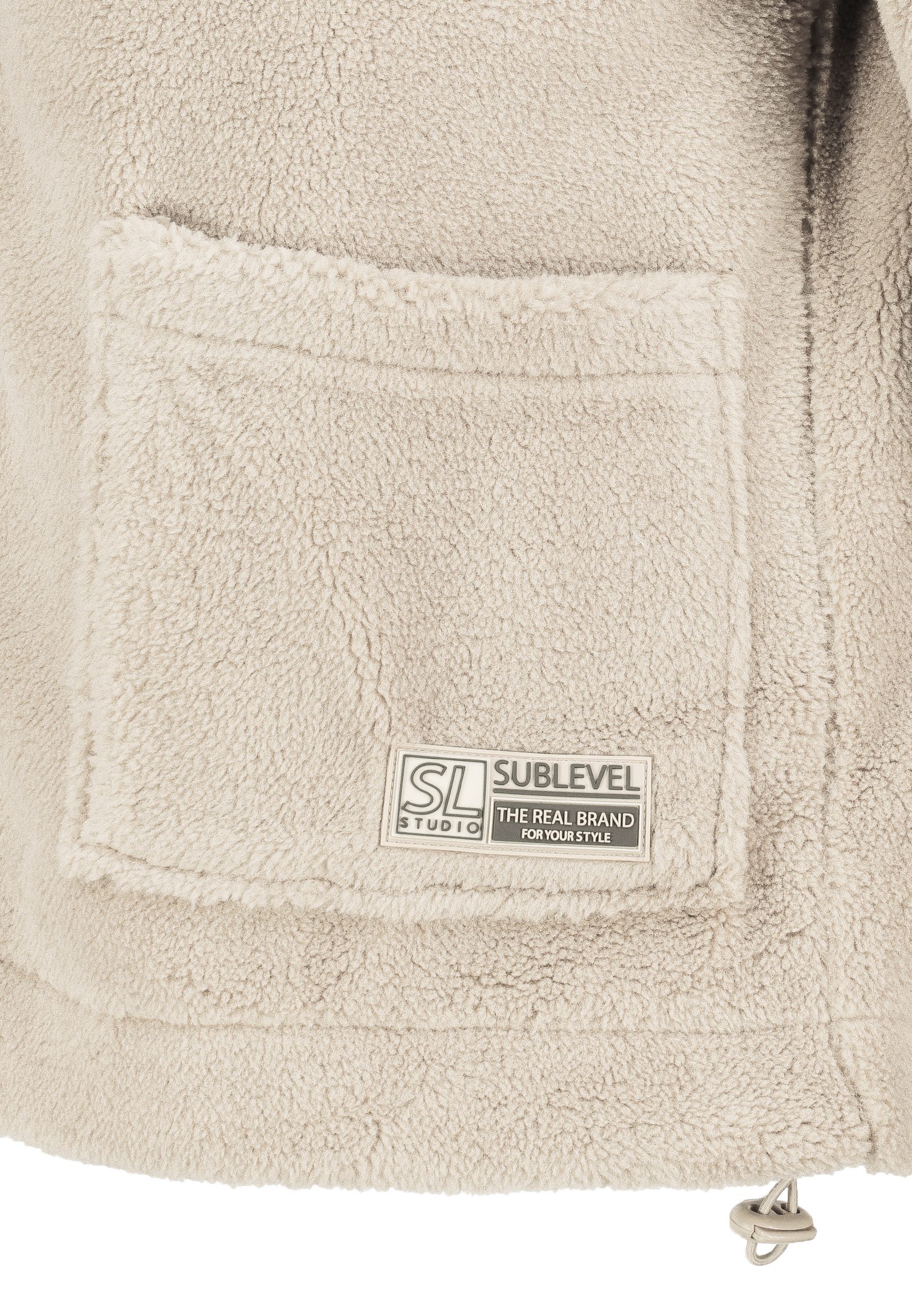 SUBLEVEL Fleecejacke Damen Teddyfleece Kuschelig Übergangsjacke Jacke Outdoor Stehkragen, Kapuze, flauschig, kuschelig, warm, Outdoor
