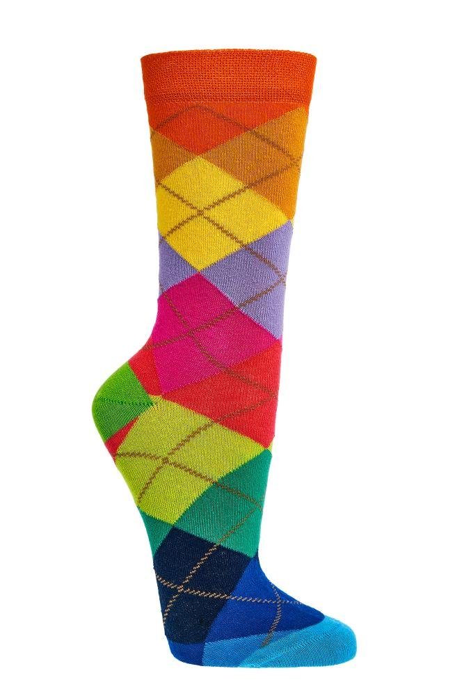 FussFreunde Freizeitsocken 2 Paar Fun Socken, Spaß mit Socken, über 70 Motive, ANTI-LOCH-GARANTIE Karo