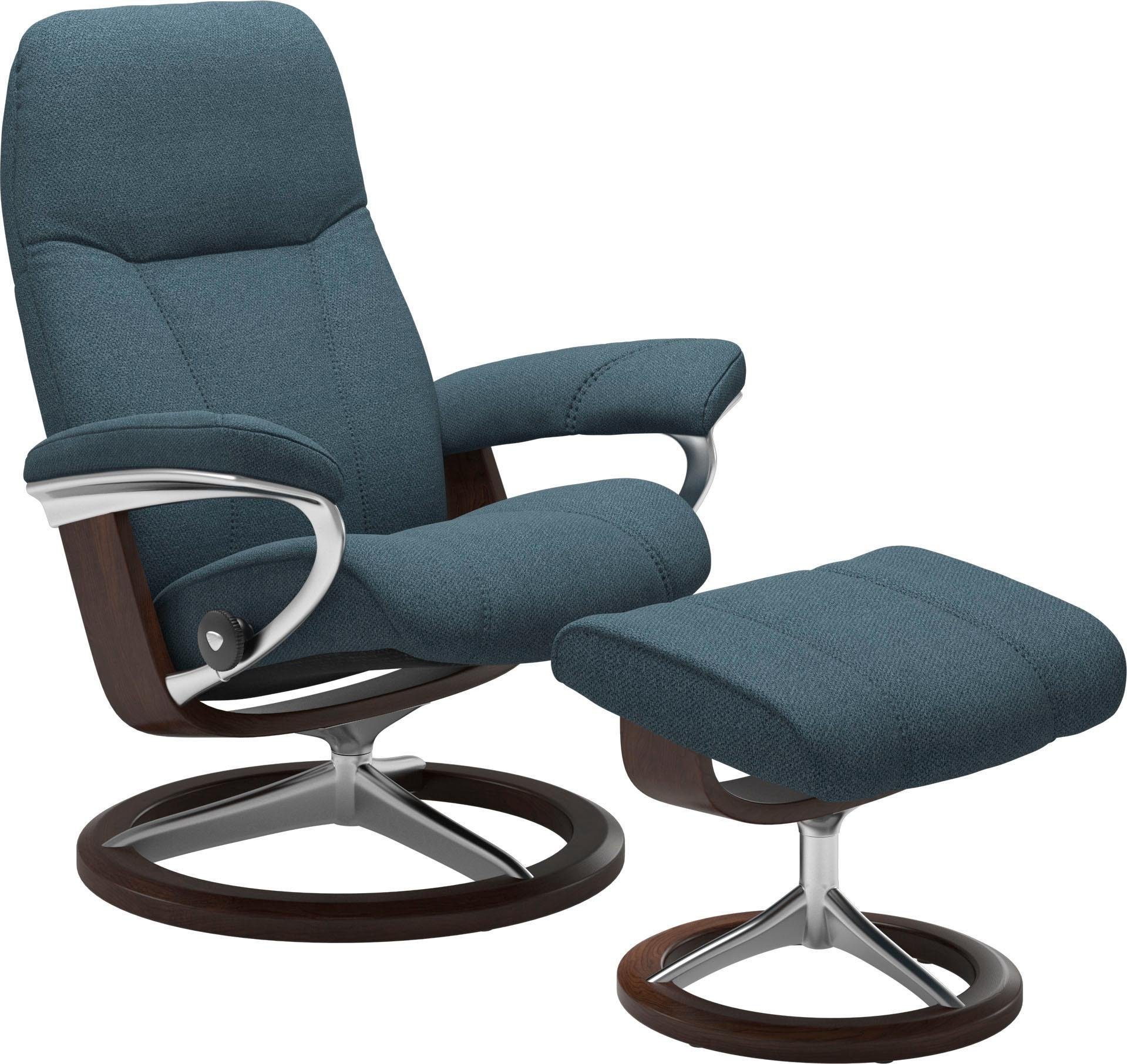 Stressless® Relaxsessel Consul Braun Größe L, Hocker), (Set, Signature Gestell Base, Relaxsessel mit mit Hocker, mit