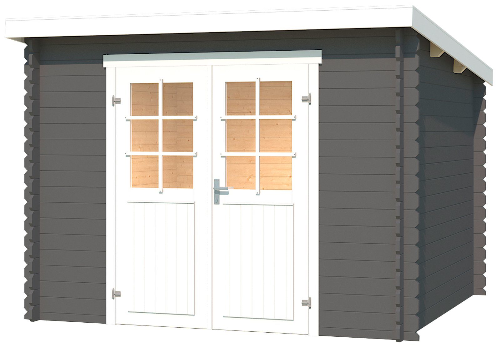 LASITA MAJA Gartenhaus San Jose 230, BxT: 295x269 cm, Blochbohlenhaus 28mm, Fundamentmass 2750x2300, Carbongrau