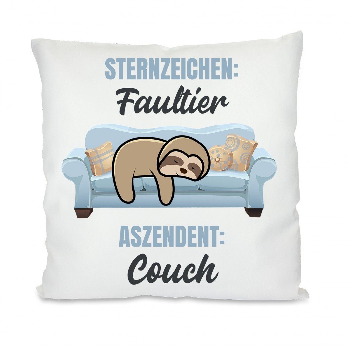Herzbotschaft Dekokissen Kissen mit einseitigem Motiv Sternzeichen Faultier Aszendet Couch, Kissenhülle mit Füllung
