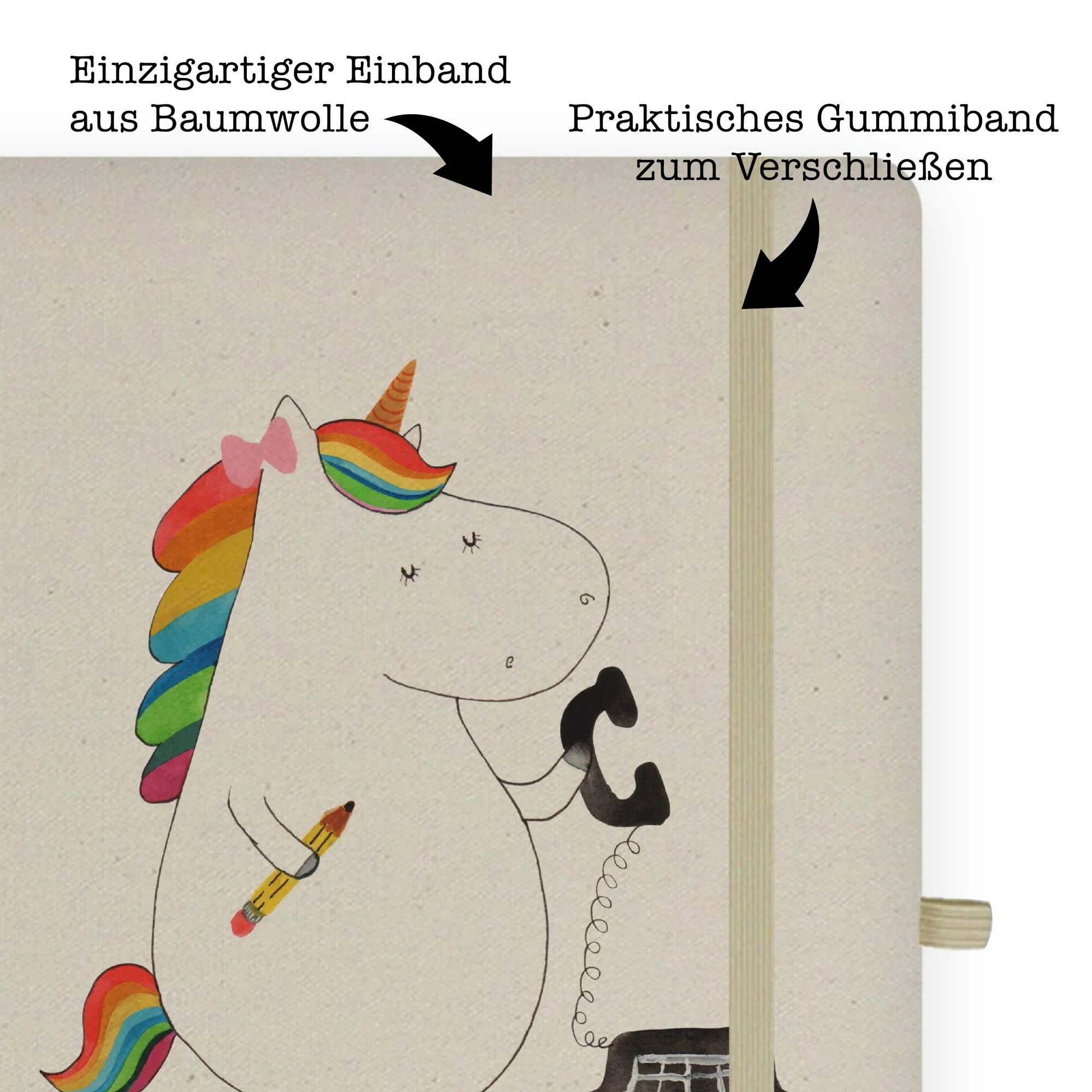 Thumbnail - Mr. & Mrs. Panda Notizbuch Einhorn Sekretärin - Transparent - Geschenk, Steuerkanzlei, Einhörner Mr. & Mrs. Panda, Kreat...