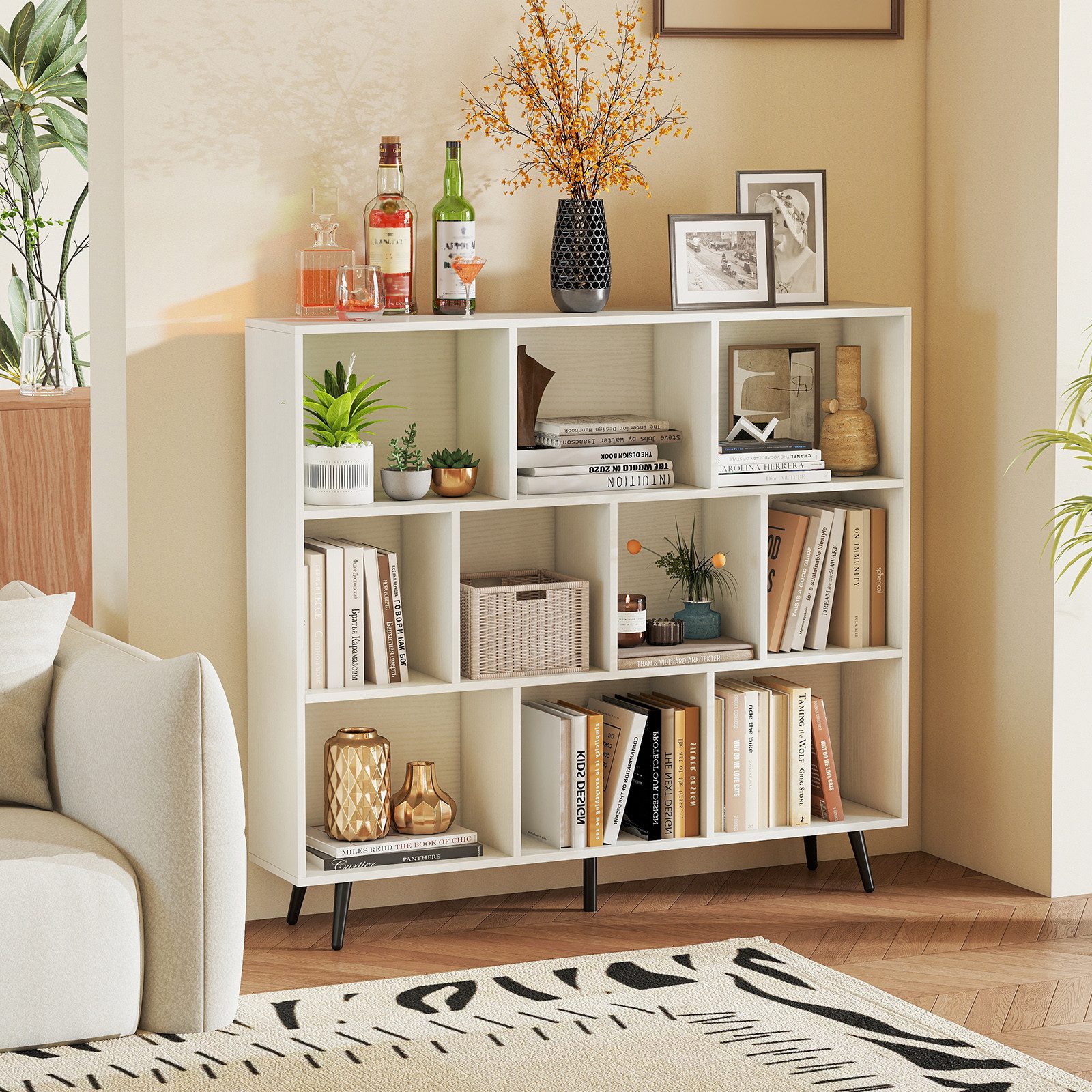 COSTWAY Bücherregal, Holz, Standregal mit 3 günstig online kaufen