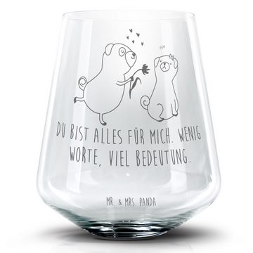 Mr. & Mrs. Panda Cocktailglas Mops Verliebt - Transparent - Geschenk, Cocktail Glas mit Sprüchen, M, Premium Glas, Zauberhafte Gravuren