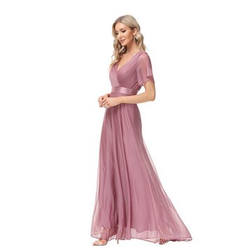 AFAZ New Trading UG Spitzenkleid Damen Ballkleid Lang Abendkleider Elegant für Hochzeit mit Kurze Ärmel