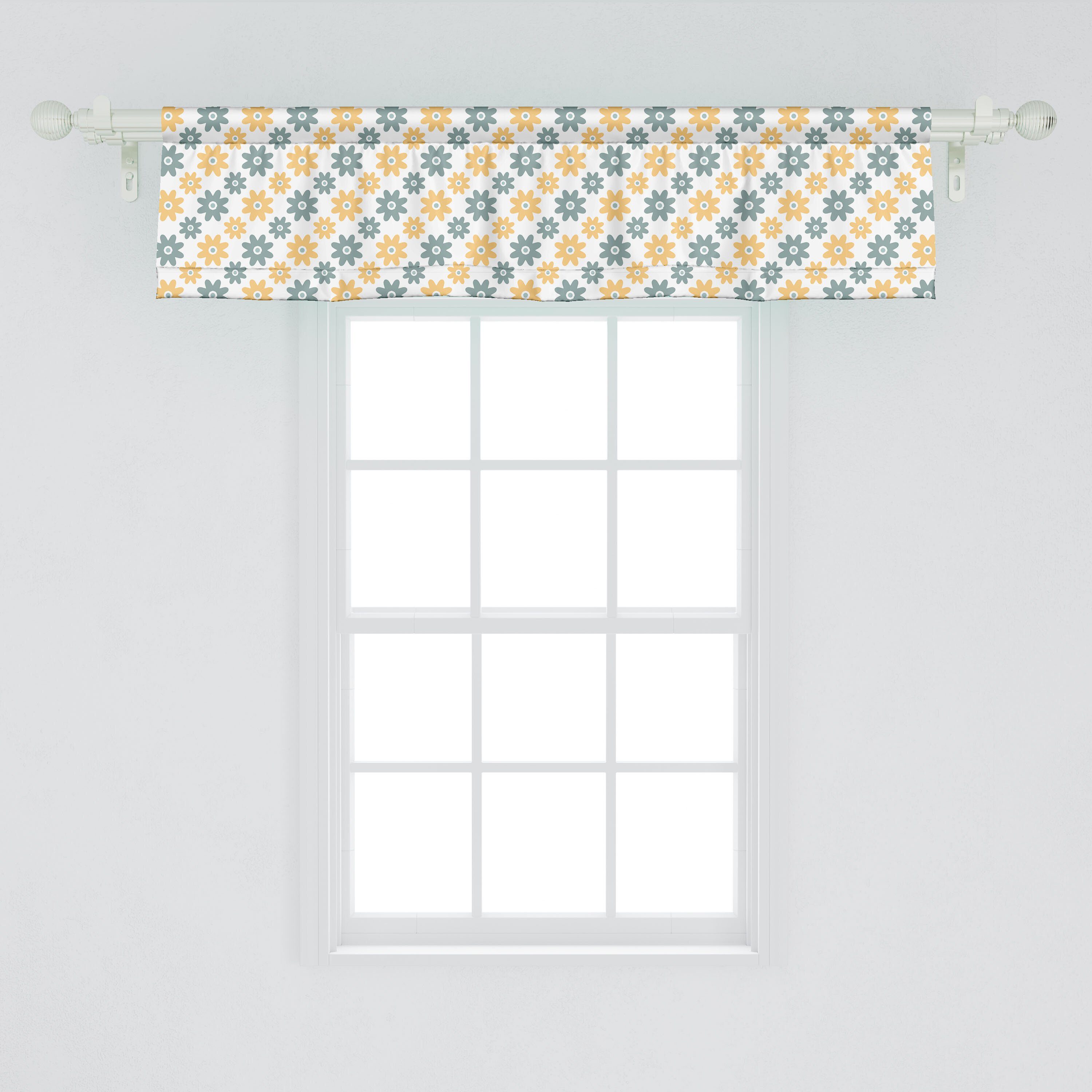 Scheibengardine Vorhang Volant für Küche Dekor Stangentasche, mit Retro Microfaser, Abakuhaus, Gänseblümchen Garten Schlafzimmer