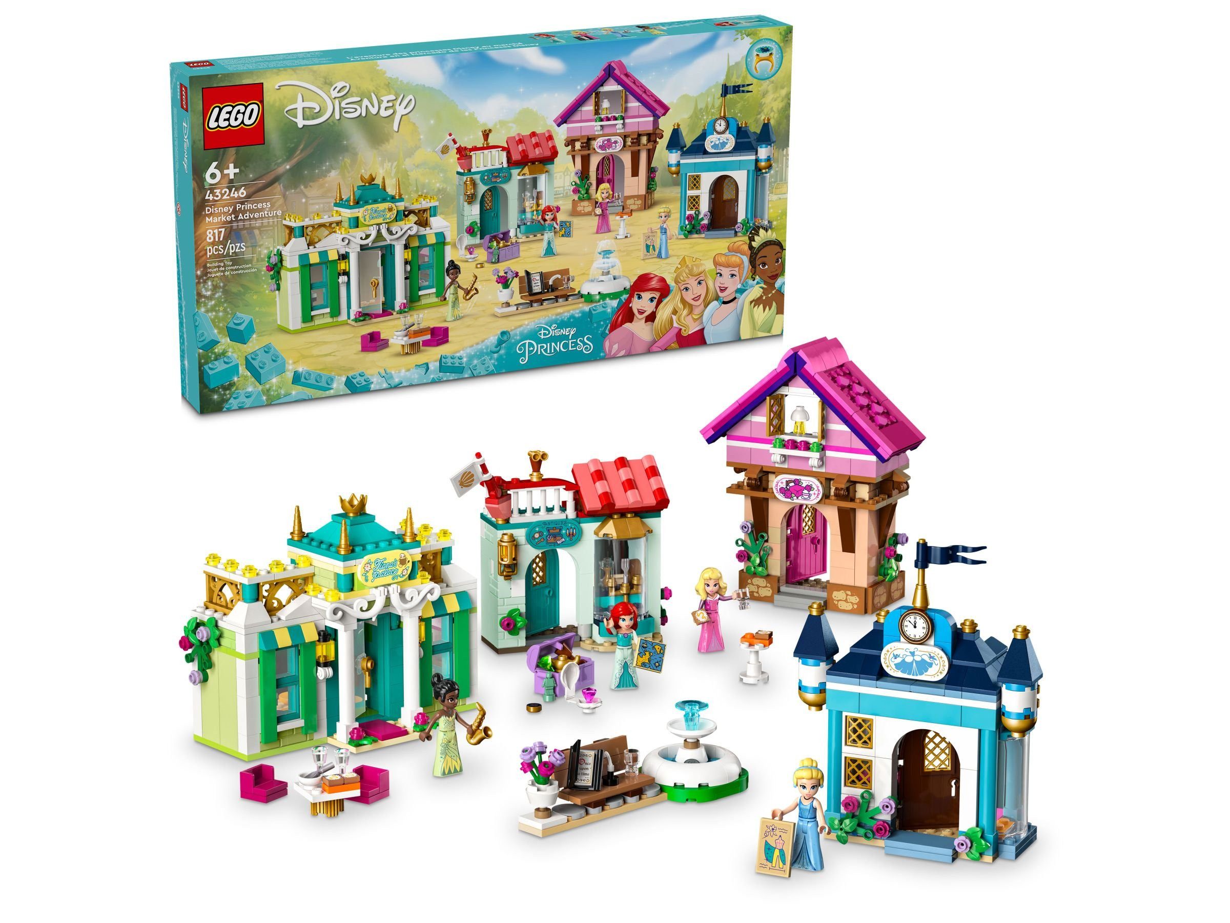 LEGO® Disney Princess - Disney Prinzessinnen Abenteuermarkt (43246) Konstruktions-Spielset, (817 St), Inkl. 4 Minifiguren