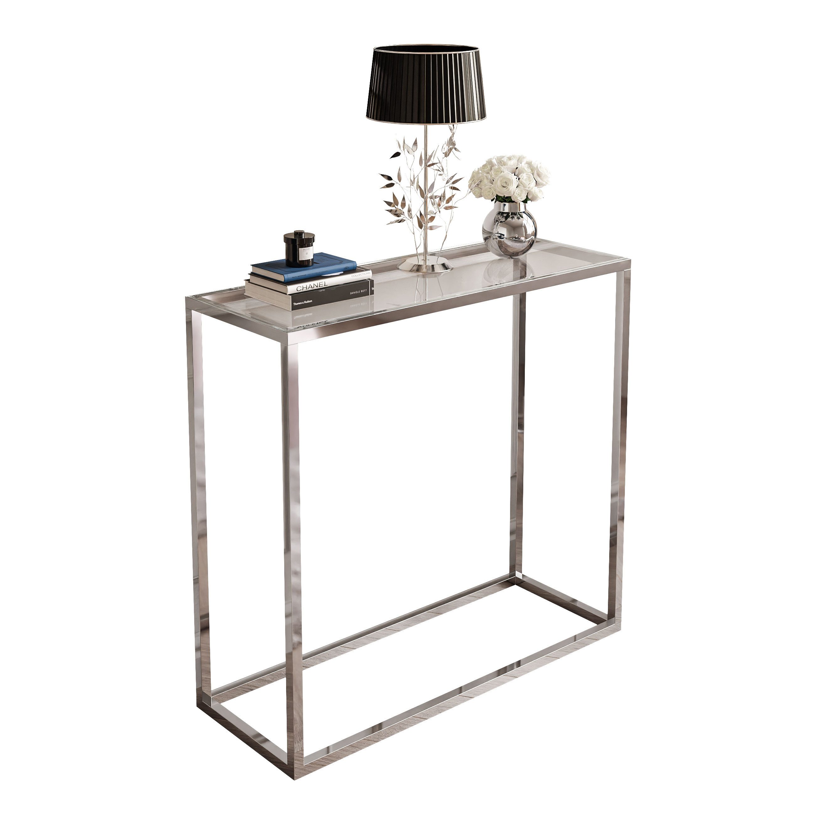 Lookway Konsolentisch MODERN GLASS mit silberfarbenem, verchromtem Gestell günstig online kaufen