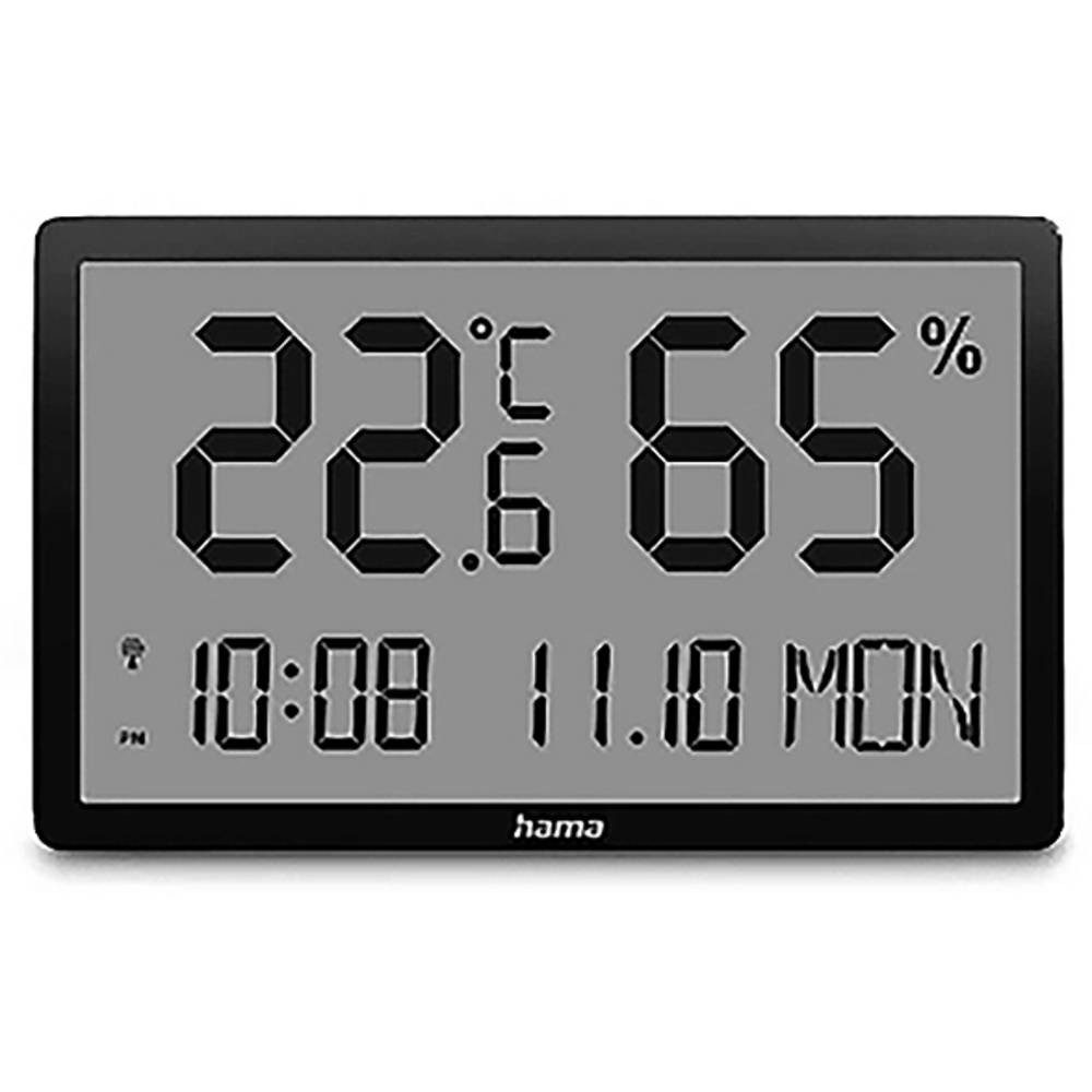 Hama Thermometer und Hygrometer Lombok, digital, für innen, Schwarz Wetterstation