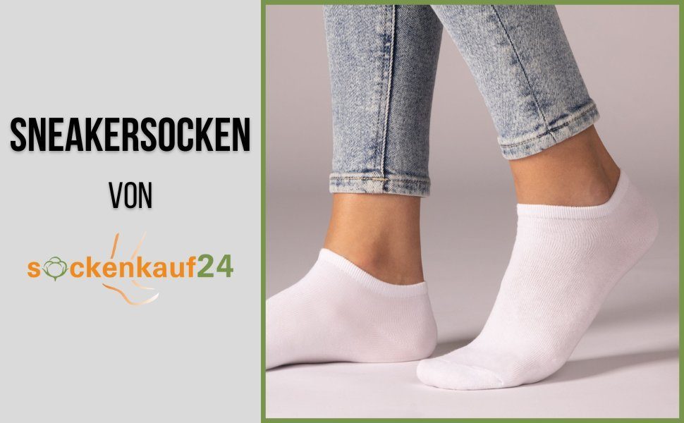 sockenkauf24 Sneakersocken 10, 20, 30 Paar Sneaker Socken Damen & Herren Schwarz Weiß Grau (5xSchwarz, 5xWeiß, 10-Paar, 39-42) Baumwolle - 16900 WP