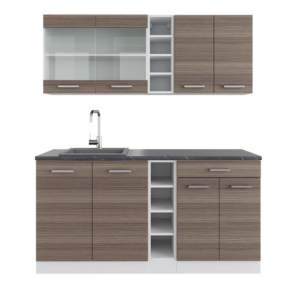 Vicco Küchenzeile R-Line, Edelgrau/Weiß, 160 cm, günstig online kaufen