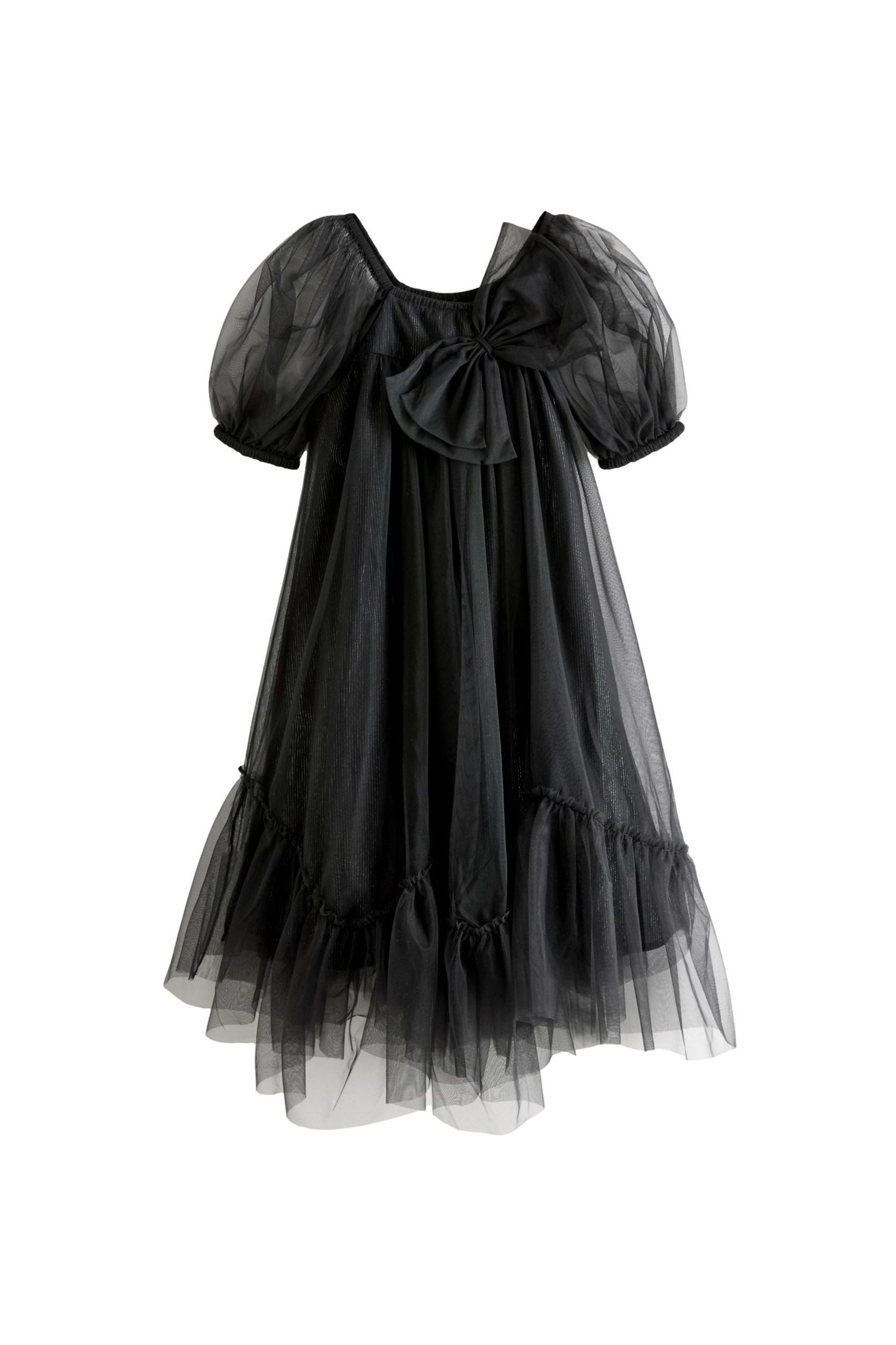 Next Tüllkleid Glitzerndes Netzstoff-Kleid mit Schleife günstig online kaufen