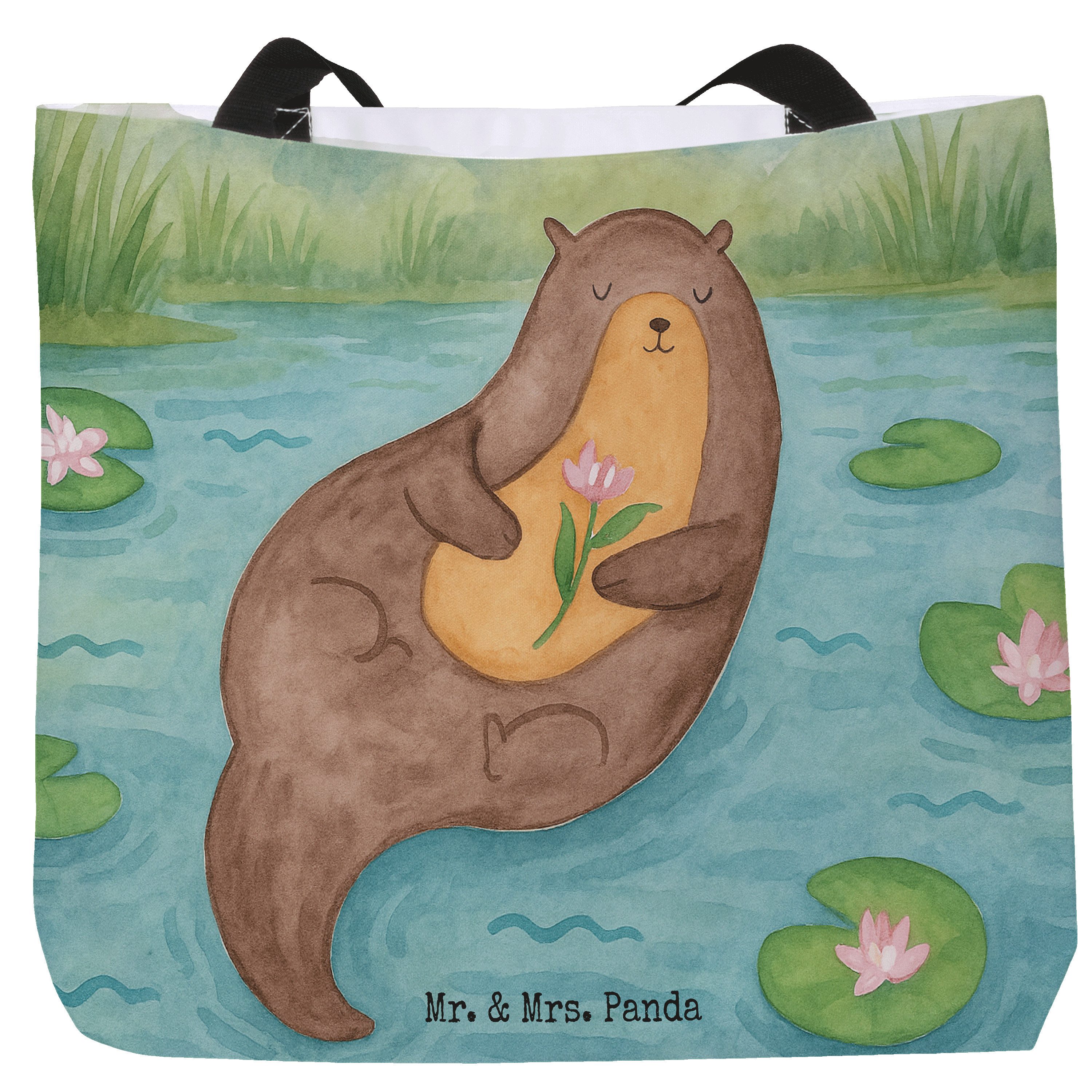 Shopper Otter Seerose Design, Strandtasche, Weiß, glücklich, Wasser, Tasche